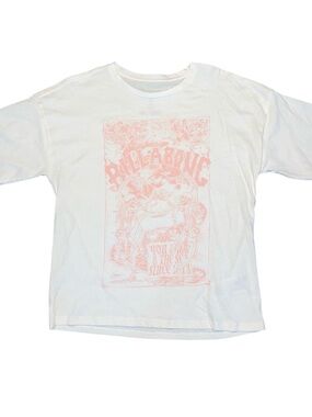 Billabong Cream Oversized Graphic Skeleton Sun Tee Shirt Girls Medium NWT Pink